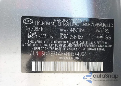 2017 Hyundai Sonata Limited z USA, uszkodzony, nr VIN 5NPE34AF4HH544006